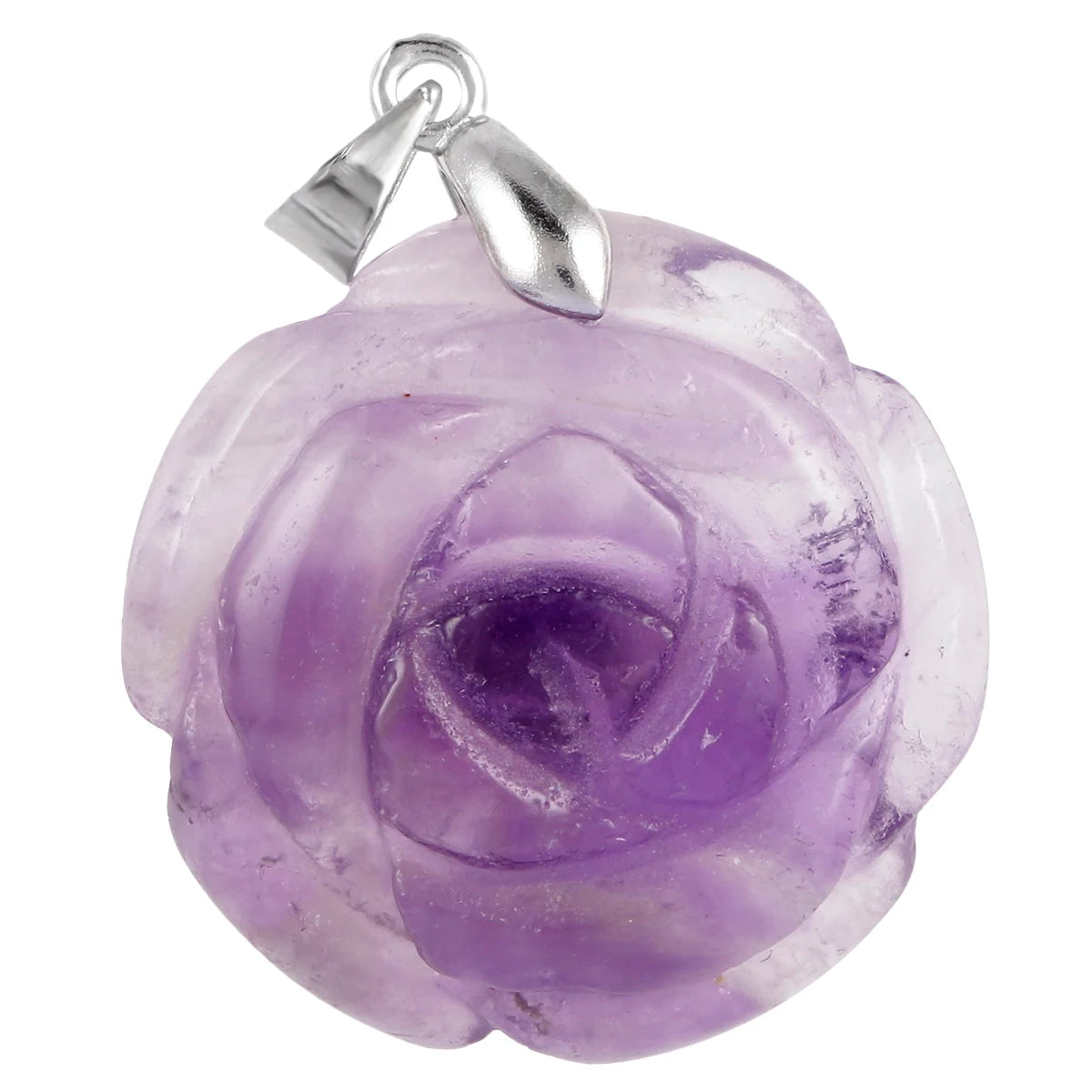 Pierre précieuse florale rose sculptée à la main, pierre de cristal naturel, accessoires de collier de bricolage, bijoux exécutifs
