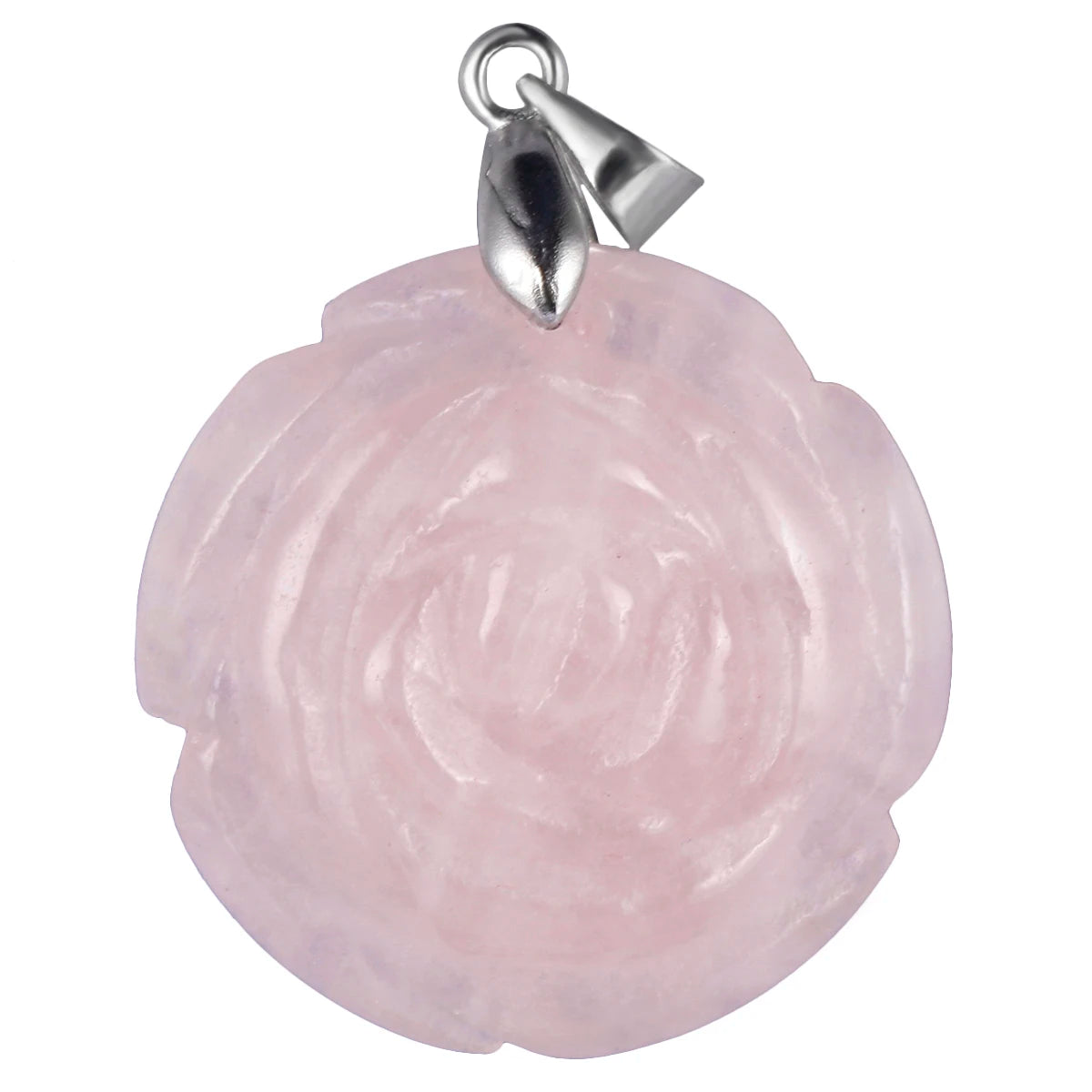 Pierre précieuse florale rose sculptée à la main, pierre de cristal naturel, accessoires de collier de bricolage, bijoux exécutifs