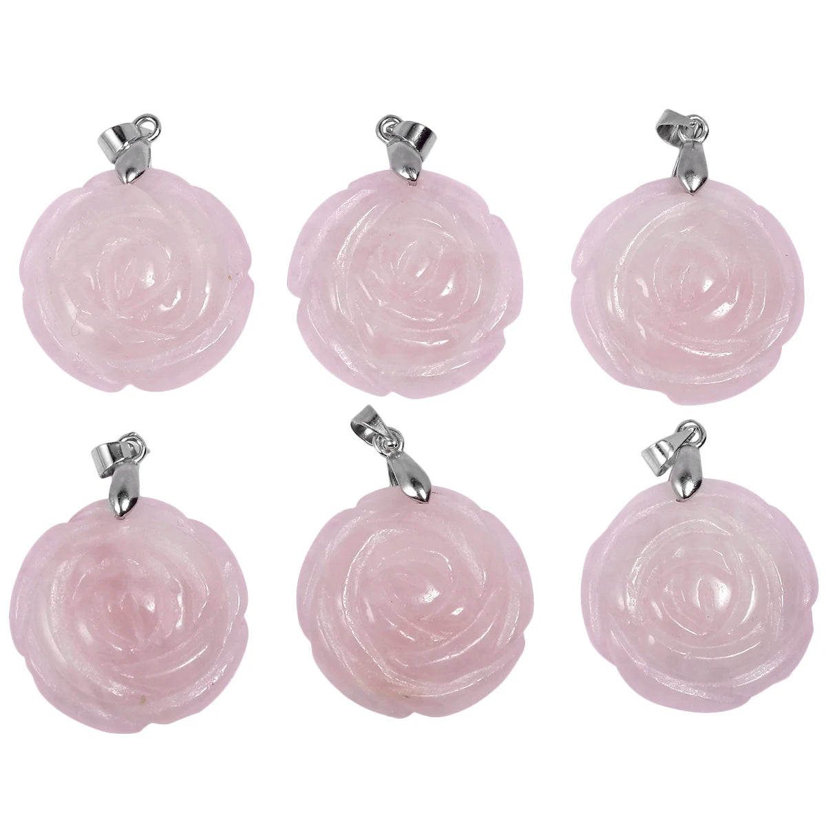 Pierre précieuse florale rose sculptée à la main, pierre de cristal naturel, accessoires de collier de bricolage, bijoux exécutifs