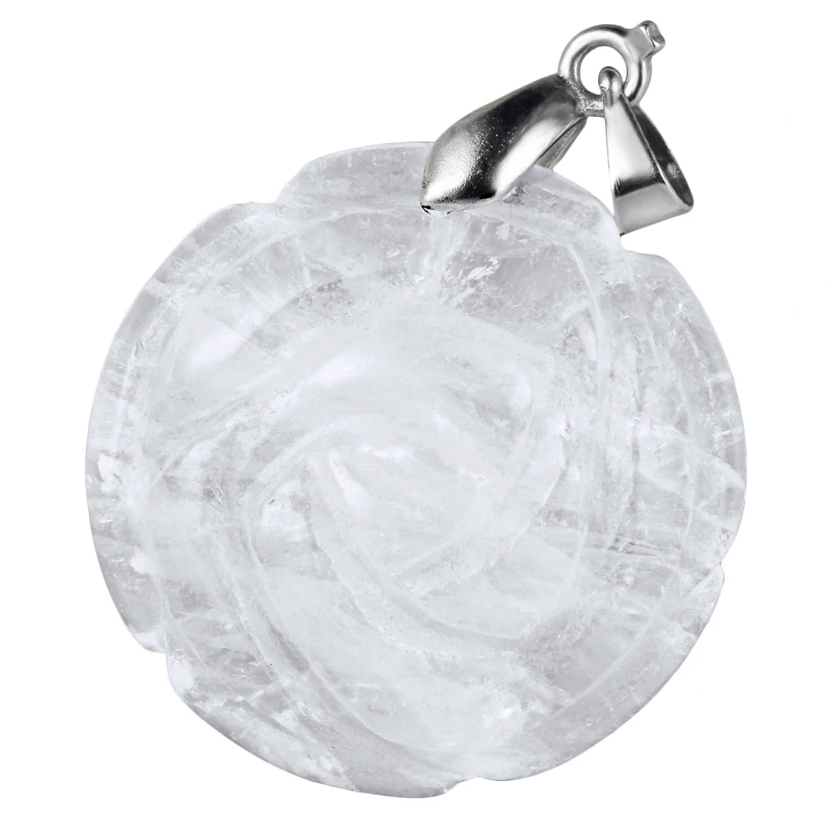 Pierre précieuse florale rose sculptée à la main, pierre de cristal naturel, accessoires de collier de bricolage, bijoux exécutifs