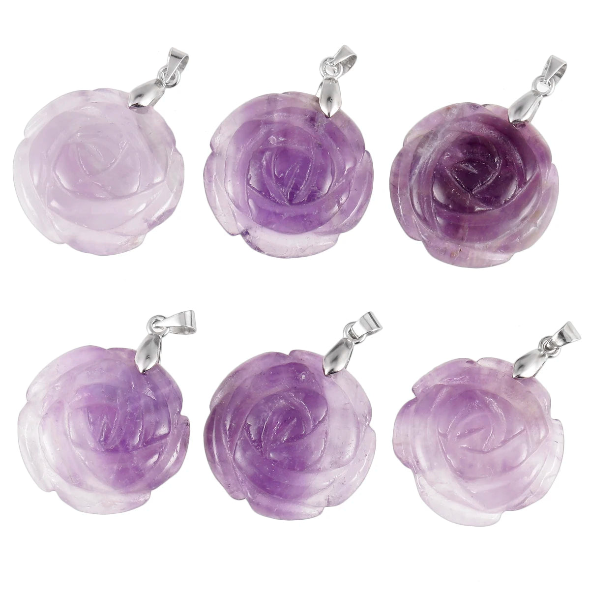 Pierre précieuse florale rose sculptée à la main, pierre de cristal naturel, accessoires de collier de bricolage, bijoux exécutifs