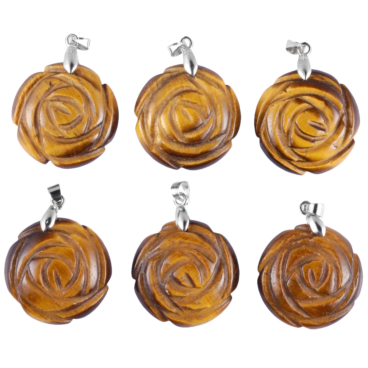 Pierre précieuse florale rose sculptée à la main, pierre de cristal naturel, accessoires de collier de bricolage, bijoux exécutifs