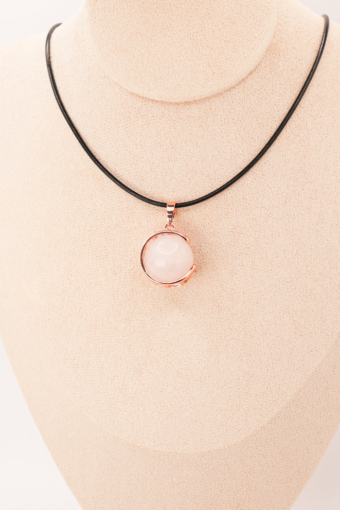 Pendentif | Rose Quartz Moon Sphere