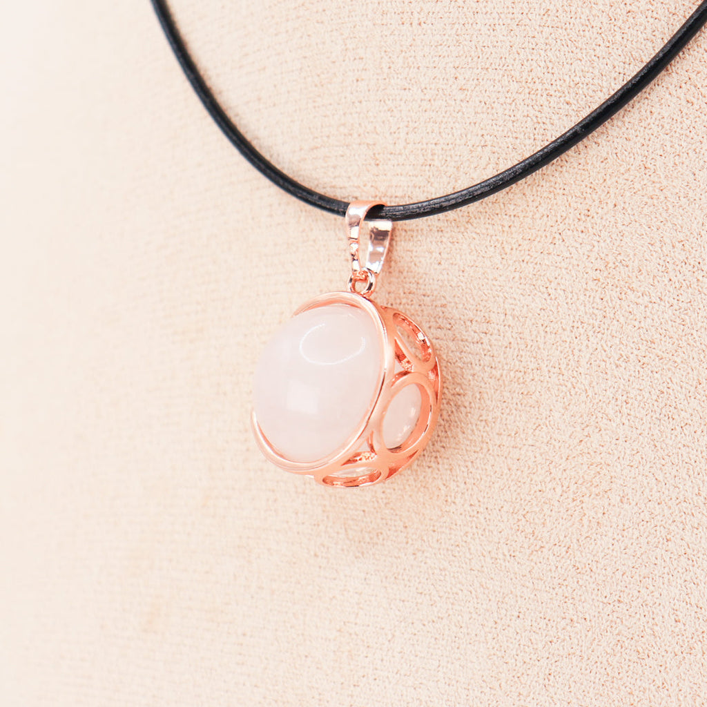 Pendentif | Rose Quartz Moon Sphere