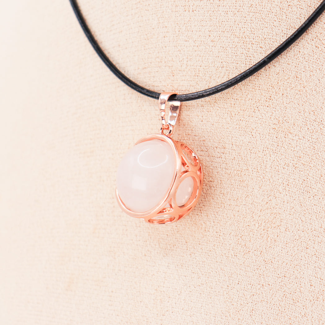 Pendentif | Rose Quartz Moon Sphere